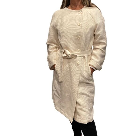 Zara Sand Texture Viscose Blend Belted Coat Jacket.Size M - Picture 3 of 16